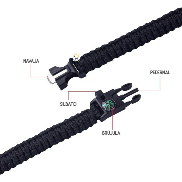 Combo Pulseras Supervivencia Paracord X3 Unidades Silbato y Pedernal MJ375